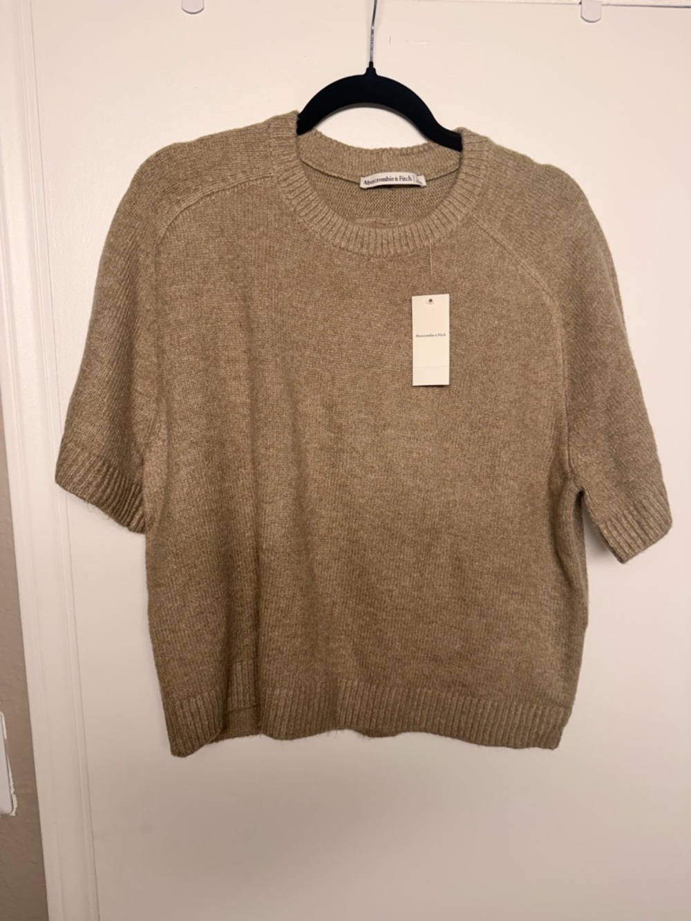 Abercrombie & Fitch Short Sleeve Crewneck Sweater - Beige